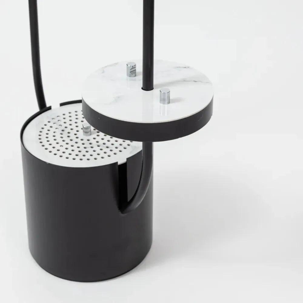 Modern Clothing Incense Burner (Mubkhara) – Iron & Melamine Wood Frame with Multi-Height Hanger Slots and Bukhoor Storage Compartment