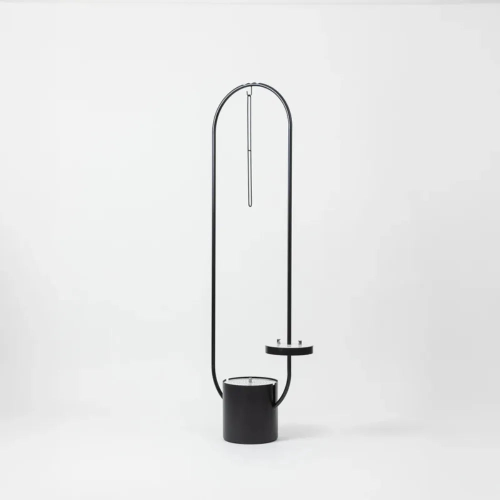 Modern Clothing Incense Burner (Mubkhara) – Iron & Melamine Wood Frame with Multi-Height Hanger Slots and Bukhoor Storage Compartment