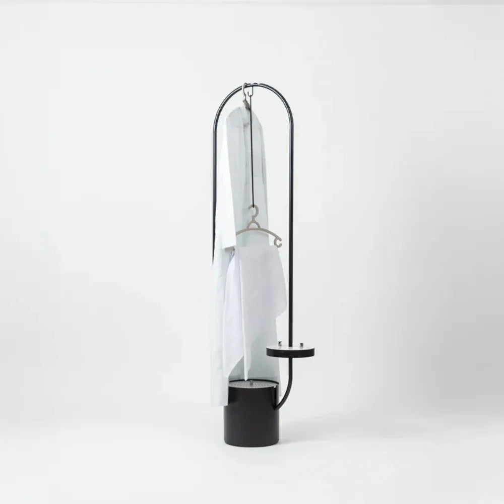 Modern Clothing Incense Burner (Mubkhara) – Iron & Melamine Wood Frame with Multi-Height Hanger Slots and Bukhoor Storage Compartment