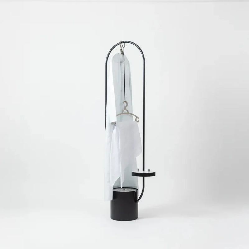 Modern Clothing Incense Burner (Mubkhara) – Iron & Melamine Wood Frame with Multi-Height Hanger Slots and Bukhoor Storage Compartment