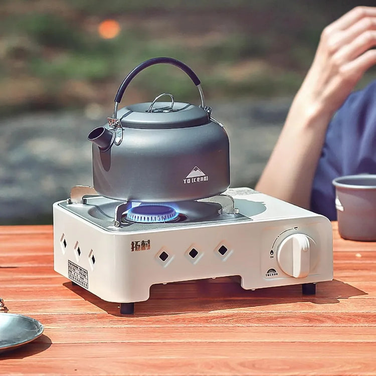 Portable 2100W Outdoor Gas Stove – Single-Burner Camping Stove with Carry Case, Safety Valve for Hiking, Emergency Cooking (White)