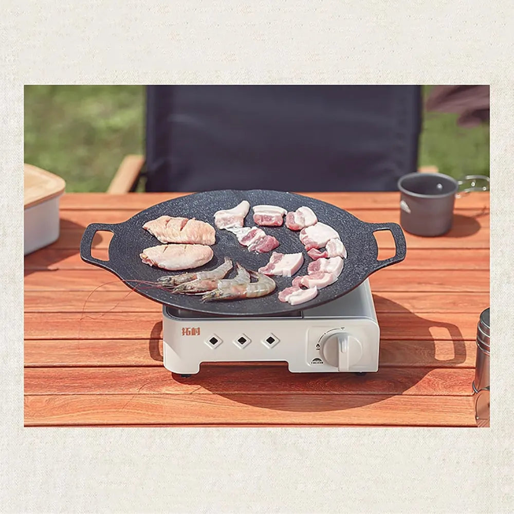 Portable 2100W Outdoor Gas Stove – Single-Burner Camping Stove with Carry Case, Safety Valve for Hiking, Emergency Cooking (White)