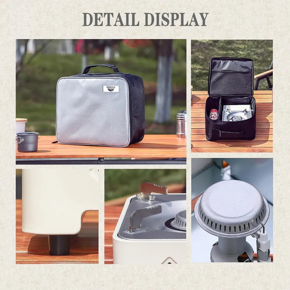 Portable 2100W Outdoor Gas Stove – Single-Burner Camping Stove with Carry Case, Safety Valve for Hiking, Emergency Cooking (White)