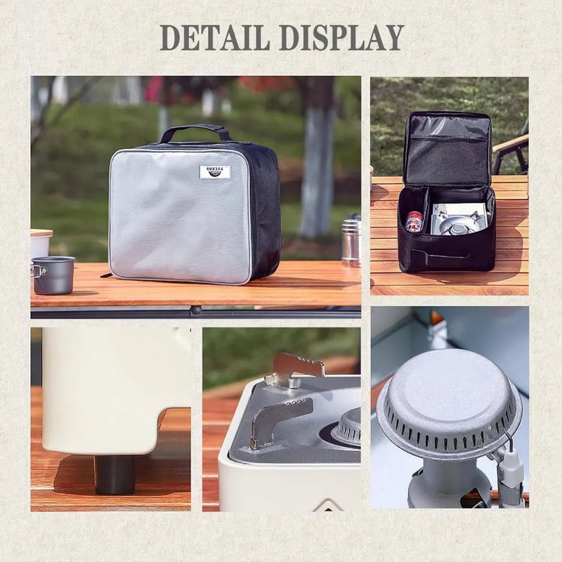 Portable 2100W Outdoor Gas Stove – Single-Burner Camping Stove with Carry Case, Safety Valve for Hiking, Emergency Cooking (White)