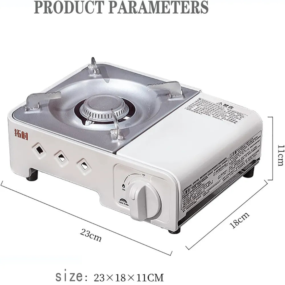 Portable 2100W Outdoor Gas Stove – Single-Burner Camping Stove with Carry Case, Safety Valve for Hiking, Emergency Cooking (White)