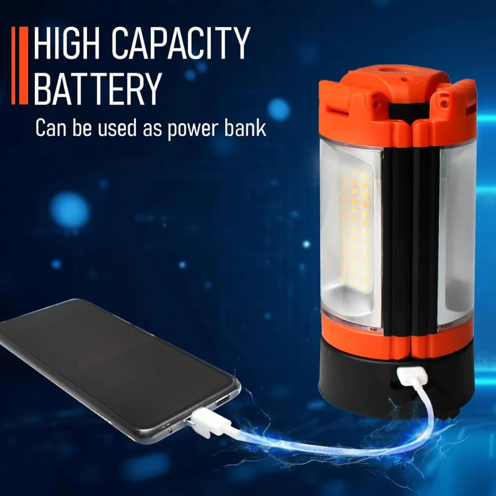 Crystals LED Work Light with Tripod Stand 2500 Lumens Rechargeable USB-C Portable Lamp 12H Battery for Garage, Camping & Outdoor Job Sites