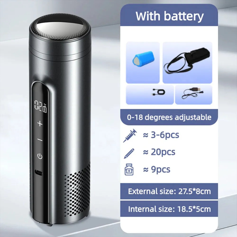 Portable Insulin Cooler Box Mini Medicine Refrigerator 0–18°C Smart Cooling with 10200mAh Battery & Type-C Rechargeable