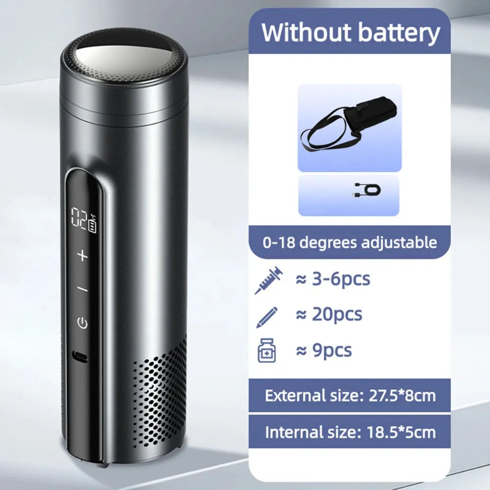 Portable Insulin Cooler Box Mini Medicine Refrigerator 0–18°C Smart Cooling with 10200mAh Battery & Type-C Rechargeable