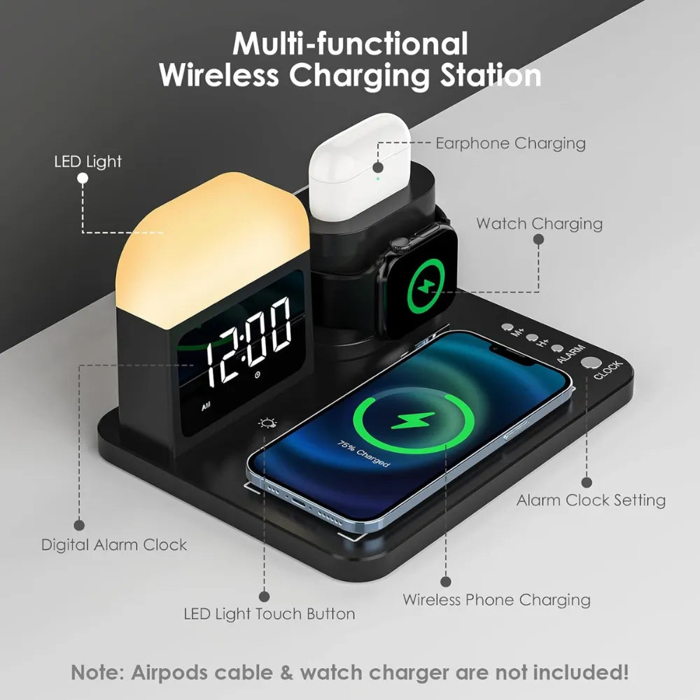 Charging Station – 7.5W USB Charging Dock with 240V Input for Smartphones & USB-Compatible Devices (Black)