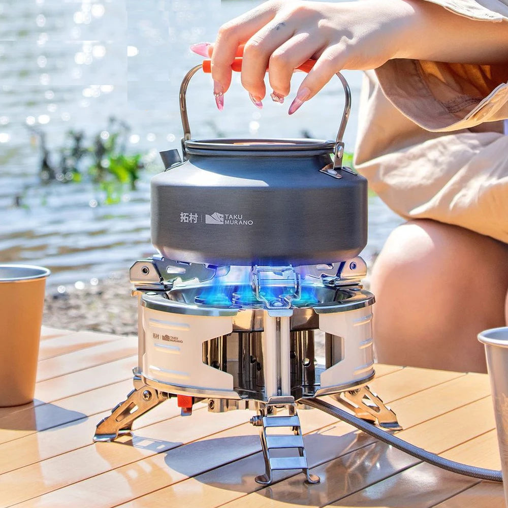 Taku Murano 7-Burner Portable Gas Stove Windproof High-Heat Outdoor Cooking Stove Compact Camping Cooker for Picnics, Steamboat & Travel