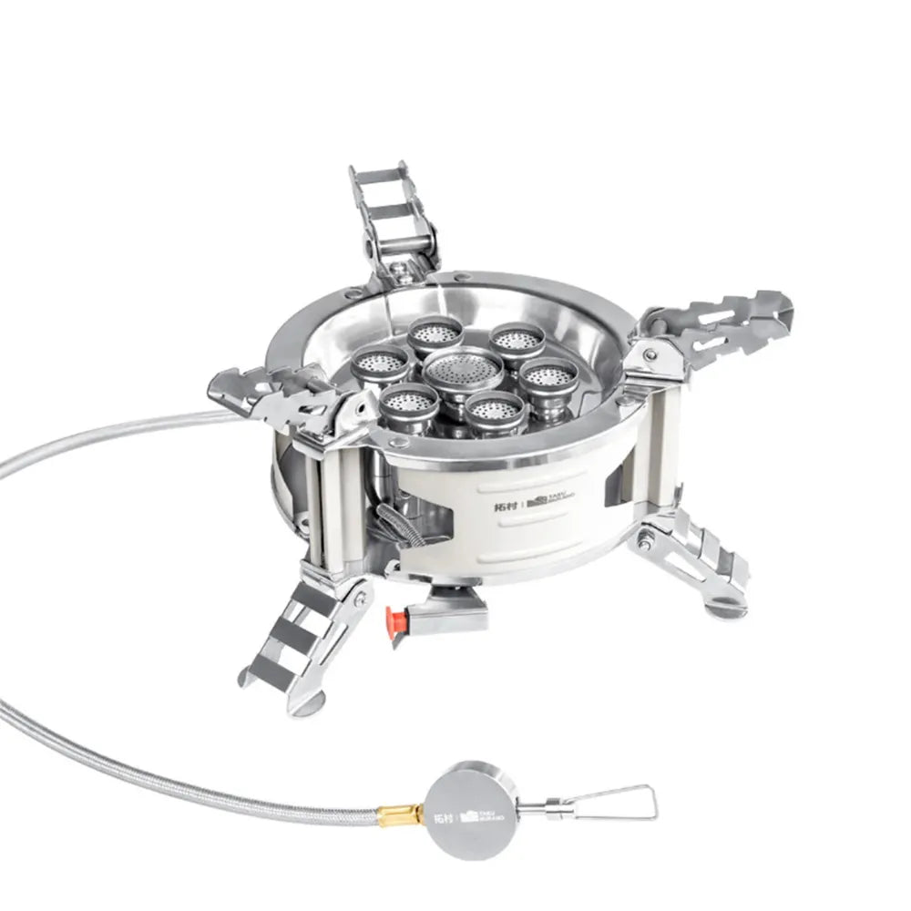 Taku Murano 7-Burner Portable Gas Stove Windproof High-Heat Outdoor Cooking Stove Compact Camping Cooker for Picnics, Steamboat & Travel