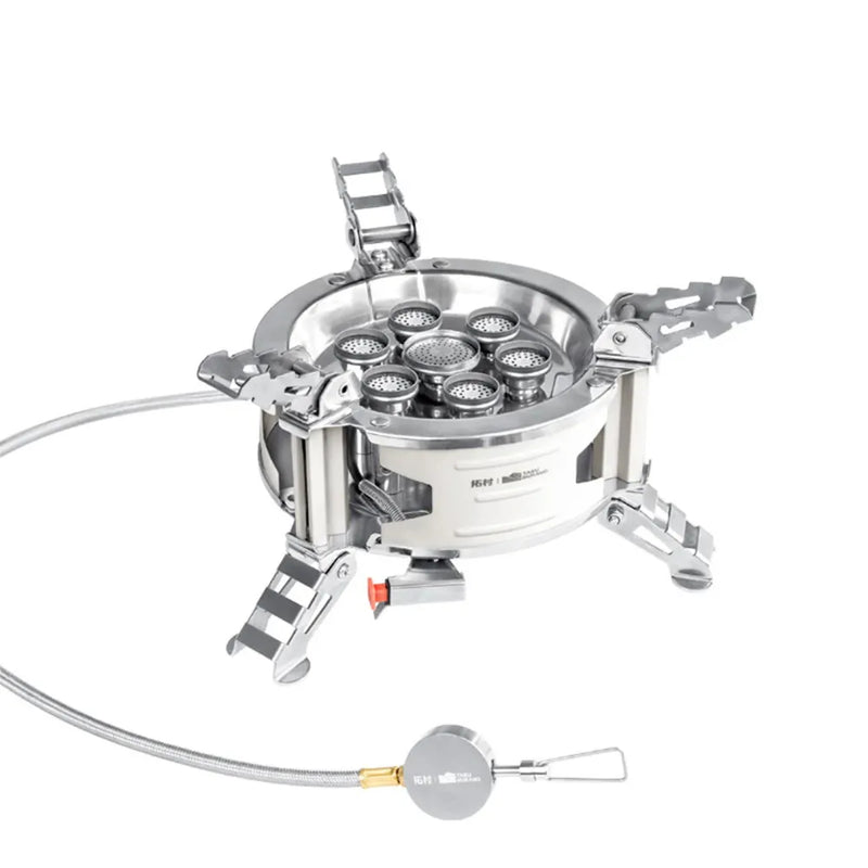 Taku Murano 7-Burner Portable Gas Stove Windproof High-Heat Outdoor Cooking Stove Compact Camping Cooker for Picnics, Steamboat & Travel