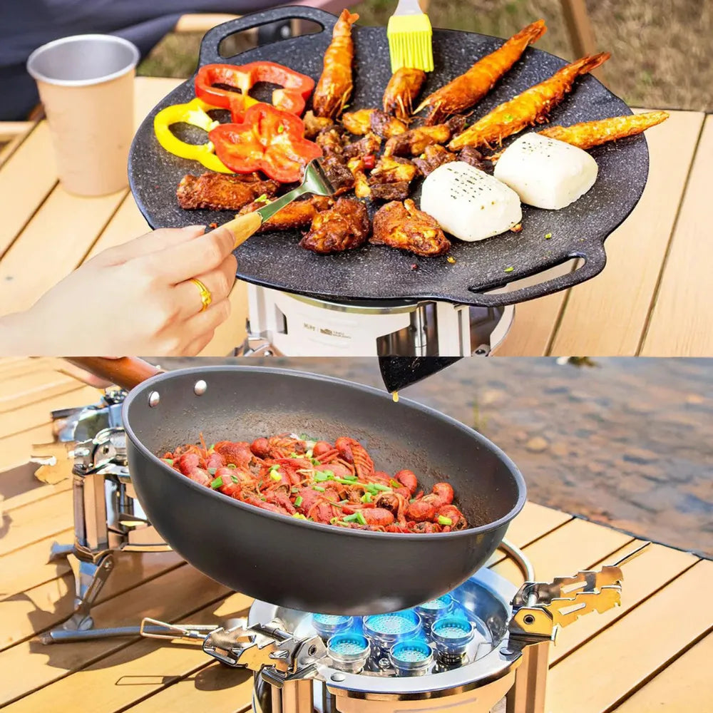 Taku Murano 7-Burner Portable Gas Stove Windproof High-Heat Outdoor Cooking Stove Compact Camping Cooker for Picnics, Steamboat & Travel