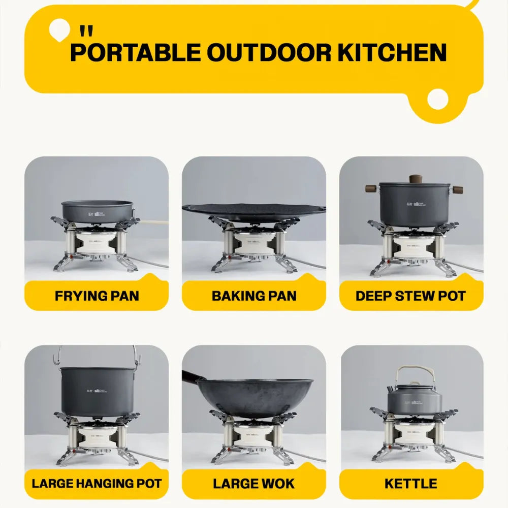 Taku Murano 7-Burner Portable Gas Stove Windproof High-Heat Outdoor Cooking Stove Compact Camping Cooker for Picnics, Steamboat & Travel