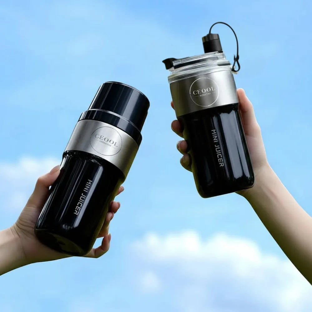 CEOOL 350ml Portable Juicer Bottle USB Rechargeable Mini Blender 26-Blade Fruit Mixer with Ice Crushing & Cold Insulation