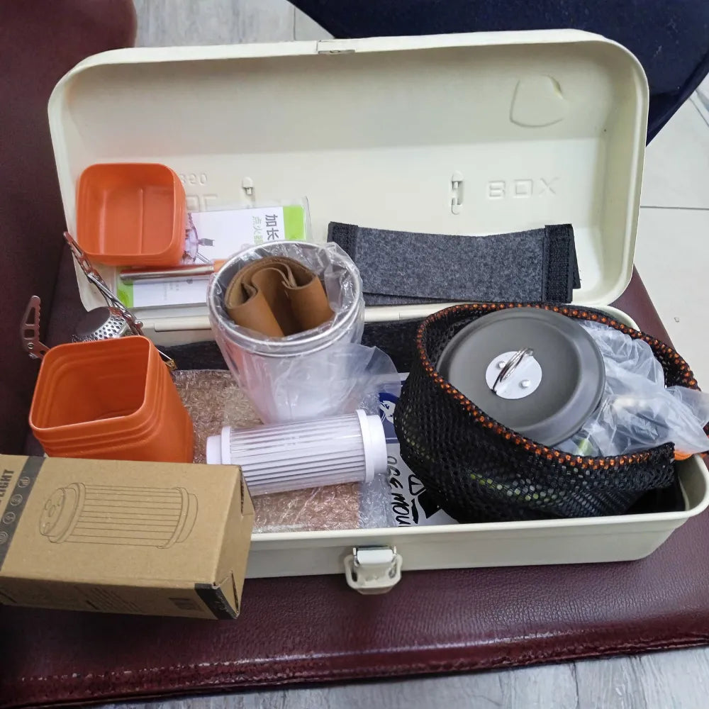 Y-350 Tea Travel Set – Portable Tea Brewing Kit with Latch Closure Storage Box & Compact Outdoor Accessories – White