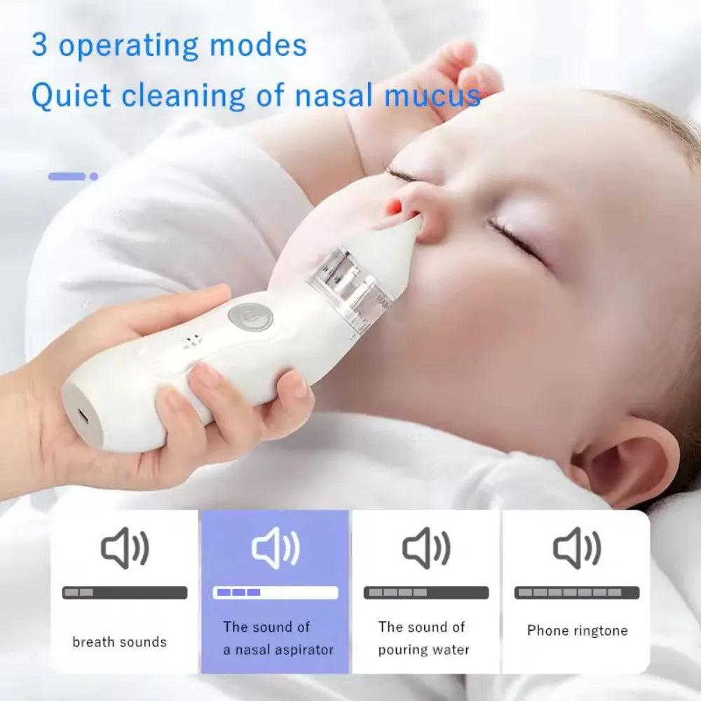 DQ20 Electric Nasal Aspirator, 3-Level Adjustable Suction, Soft Silicone Tip, Rechargeable Automatic Self-Cleaning Nose Cleaner for Children