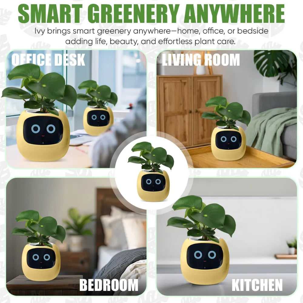 Ivy Smart Planter with Expressions, App Control, Watering Reminder, Real-Time Monitoring – Supports 36 Plant Types