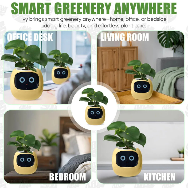 Ivy Smart Planter with Expressions, App Control, Watering Reminder, Real-Time Monitoring – Supports 36 Plant Types
