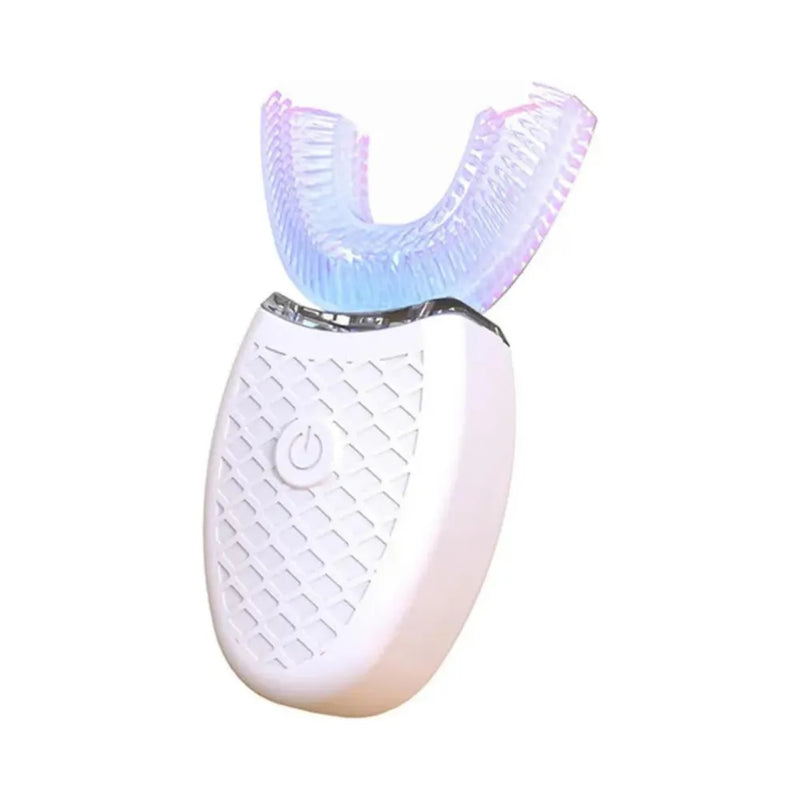 UltraClean Smart U-Shape Sonic Electric Toothbrush, 360° Automatic Silicone Hands-Free Toothbrush for Adults, IPX7 Waterproof (White)