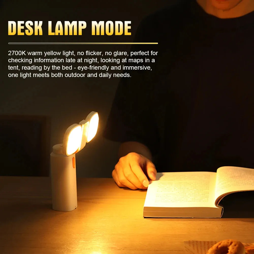LED Work Light – 2000 Lumens Stepless Dimming, 2700–6500K Adjustable Color Temperature, USB-C Rechargeable with Magnet & 180° Stand