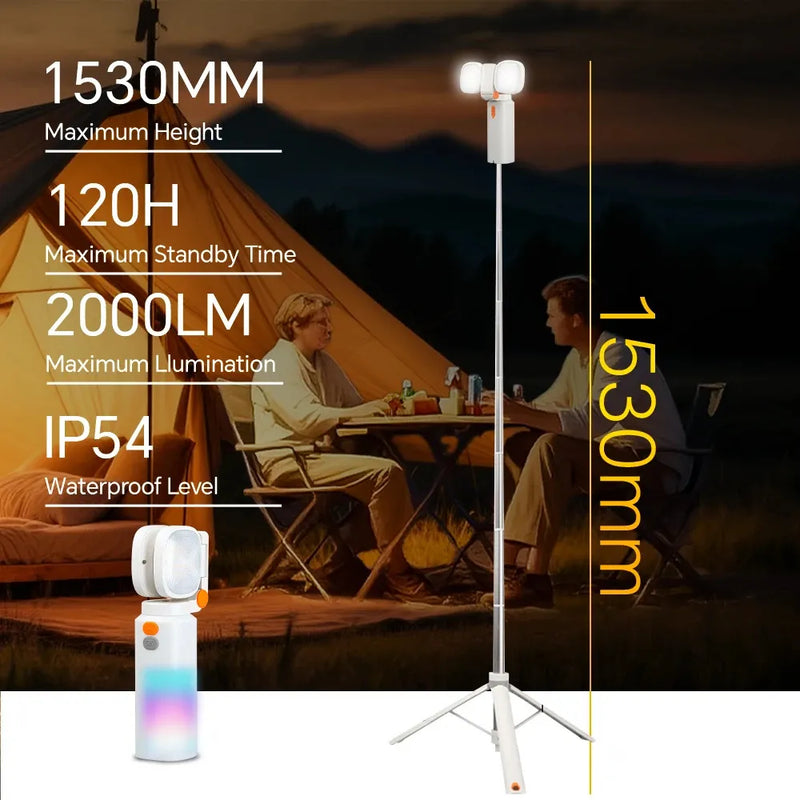 LED Work Light – 2000 Lumens Stepless Dimming, 2700–6500K Adjustable Color Temperature, USB-C Rechargeable with Magnet & 180° Stand