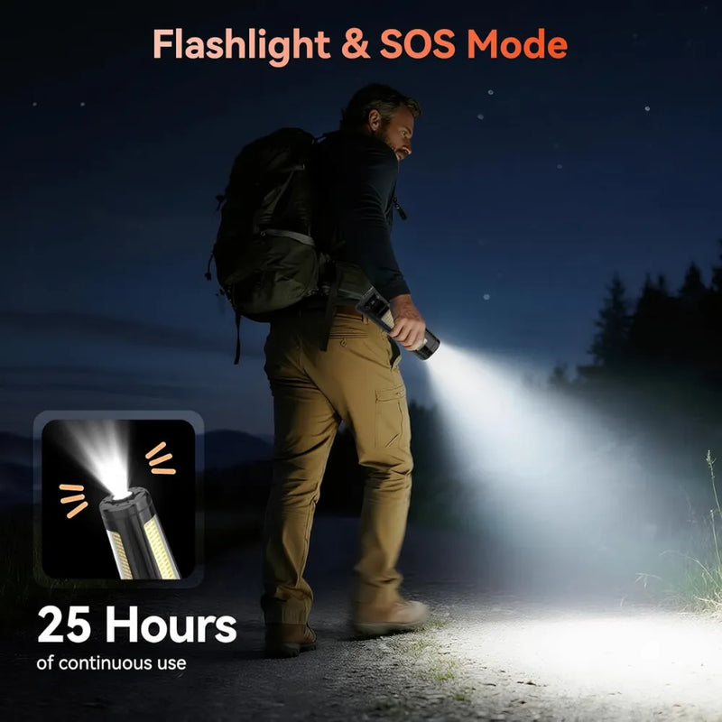 15,000mAh Rechargeable Camping & Work Light – 5500 Lumens Triple-Head LED Lamp with 5 Modes, Magnetic Base & Power Bank Function (Black)