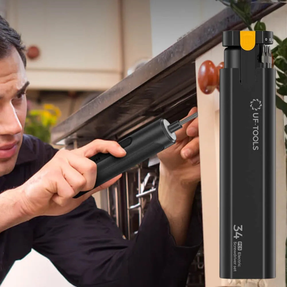 UF-TOOLS 35-in-1 Automatic & Manual Precision Screwdriver Set – 3-Gear Torque, 3N·m Electric Power, LED Light & 1600mAh Rechargeable Battery