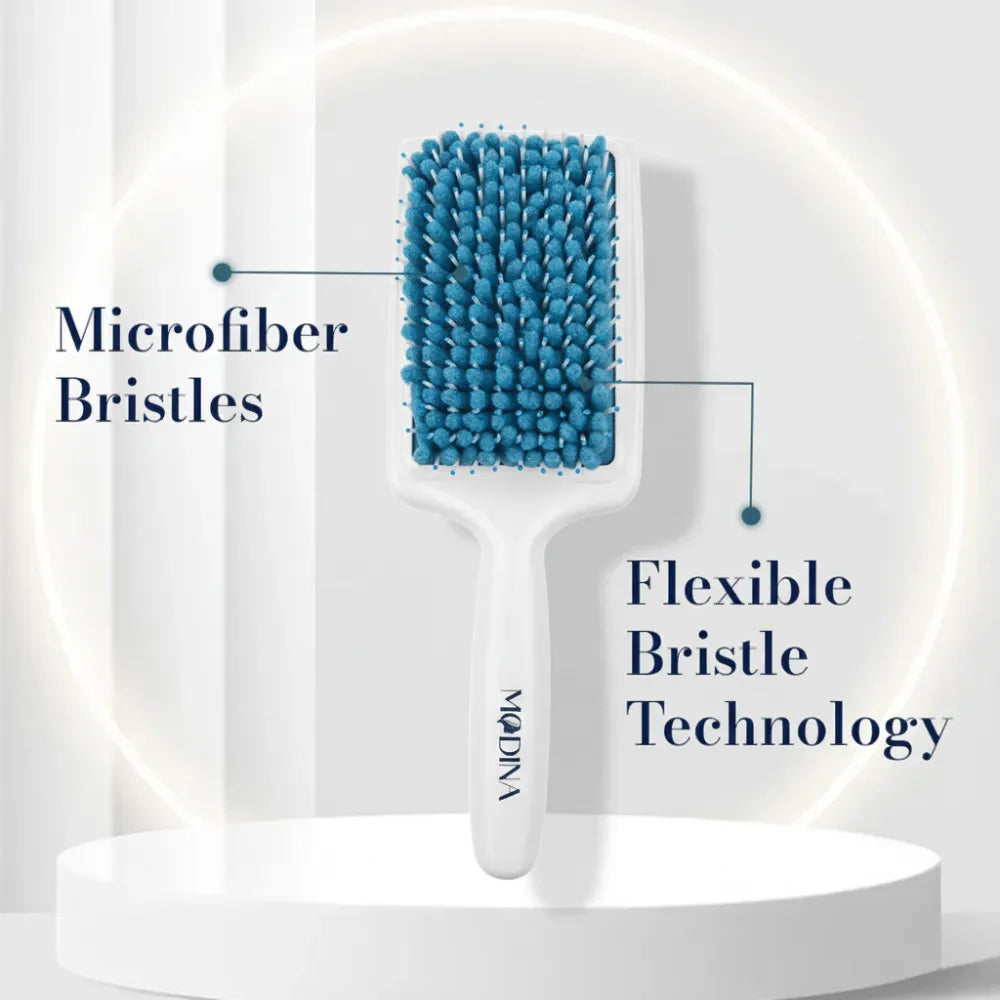 Modina Towel Hair Brush – Microfiber Detangling Brush for Fast Drying, Frizz Reduction & Gentle Styling – All Hair Types