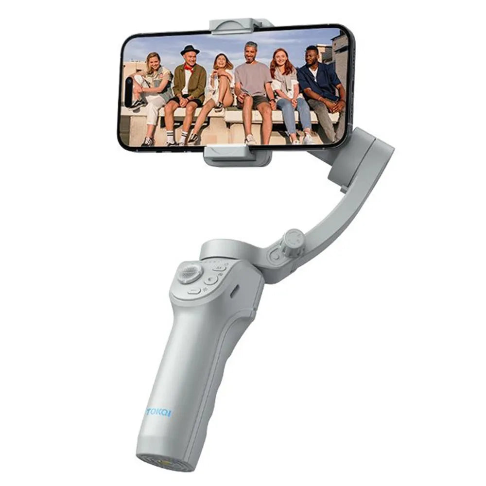 TOKQI M01 3-Axis Handheld Gimbal Stabilizer – Anti-Shake, Face Tracking, Adjustable Fill Light & App Control for Live Streaming & Video Recording