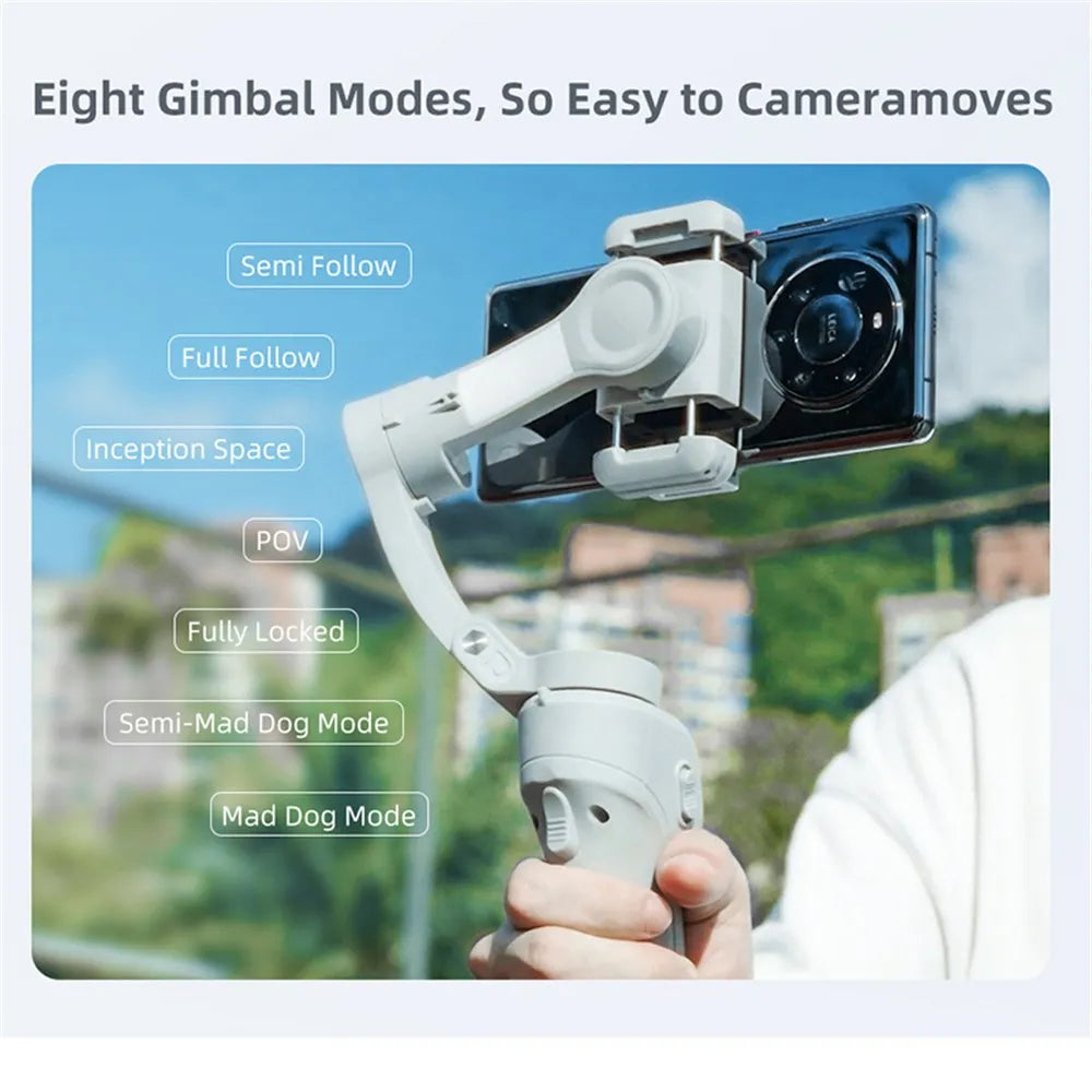 TOKQI M01 3-Axis Handheld Gimbal Stabilizer – Anti-Shake, Face Tracking, Adjustable Fill Light & App Control for Live Streaming & Video Recording