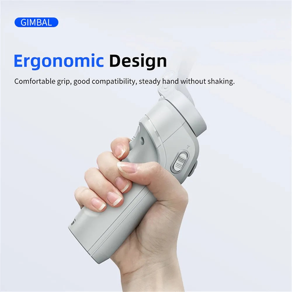TOKQI M01 3-Axis Handheld Gimbal Stabilizer – Anti-Shake, Face Tracking, Adjustable Fill Light & App Control for Live Streaming & Video Recording