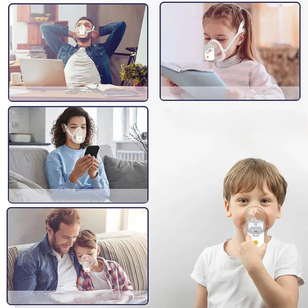 Hands-Free Mini Ultrasonic Mesh Nebulizer Inhaler – Portable Rechargeable Atomizer for Comfortable Breathing Support for Kids & Adults