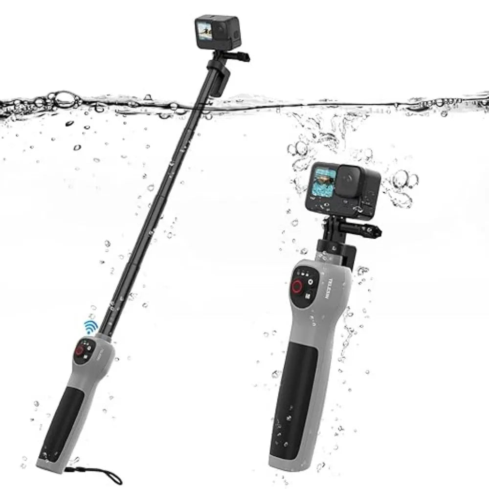 TELESIN Underwater Bluetooth Selfie Stick – 85cm Extendable IPX68 Waterproof Pole with Remote Control for GoPro HERO 8–13