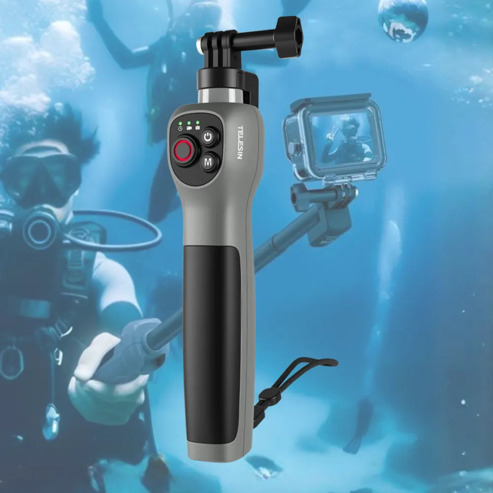 TELESIN Underwater Bluetooth Selfie Stick – 85cm Extendable IPX68 Waterproof Pole with Remote Control for GoPro HERO 8–13
