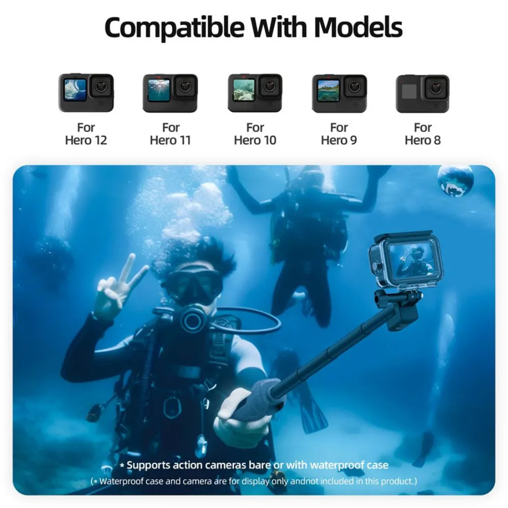 TELESIN Underwater Bluetooth Selfie Stick – 85cm Extendable IPX68 Waterproof Pole with Remote Control for GoPro HERO 8–13