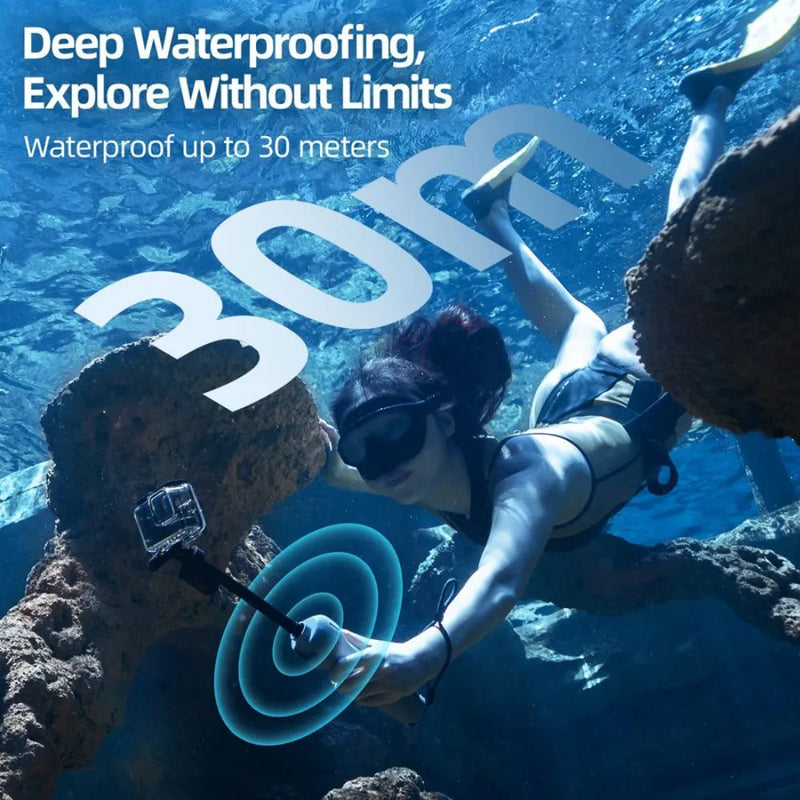 TELESIN Underwater Bluetooth Selfie Stick – 85cm Extendable IPX68 Waterproof Pole with Remote Control for GoPro HERO 8–13
