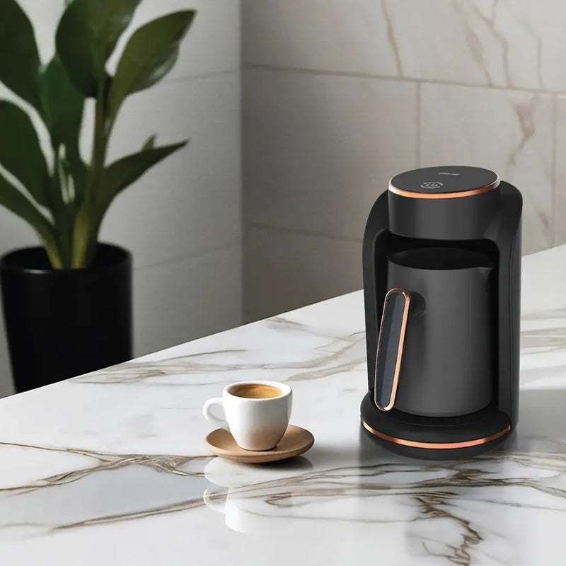 Green Lion Mazaj Turkish Coffee Maker, 600W Quick Brew, 5-Cup Capacity, Stainless Steel Cup, Auto Shut-Off & Overflow Sensor – Black