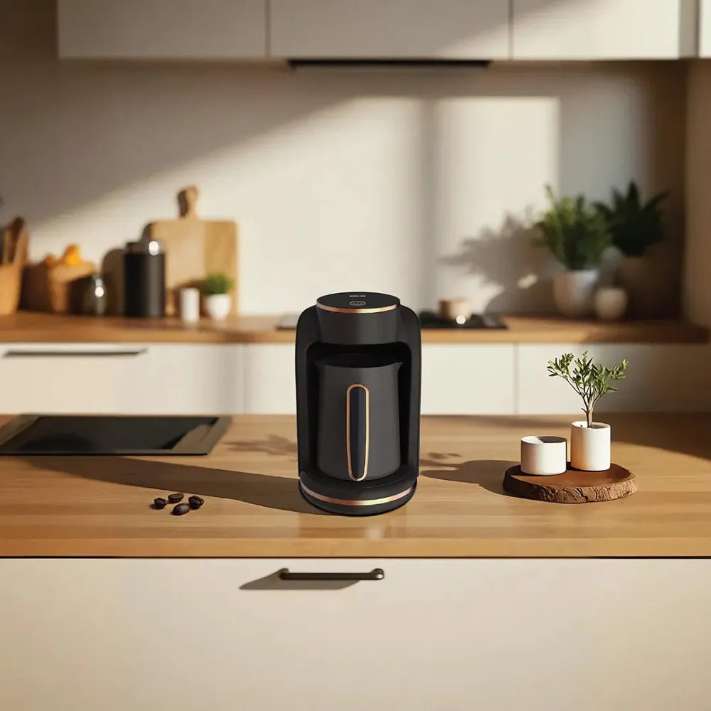 Green Lion Mazaj Turkish Coffee Maker, 600W Quick Brew, 5-Cup Capacity, Stainless Steel Cup, Auto Shut-Off & Overflow Sensor – Black