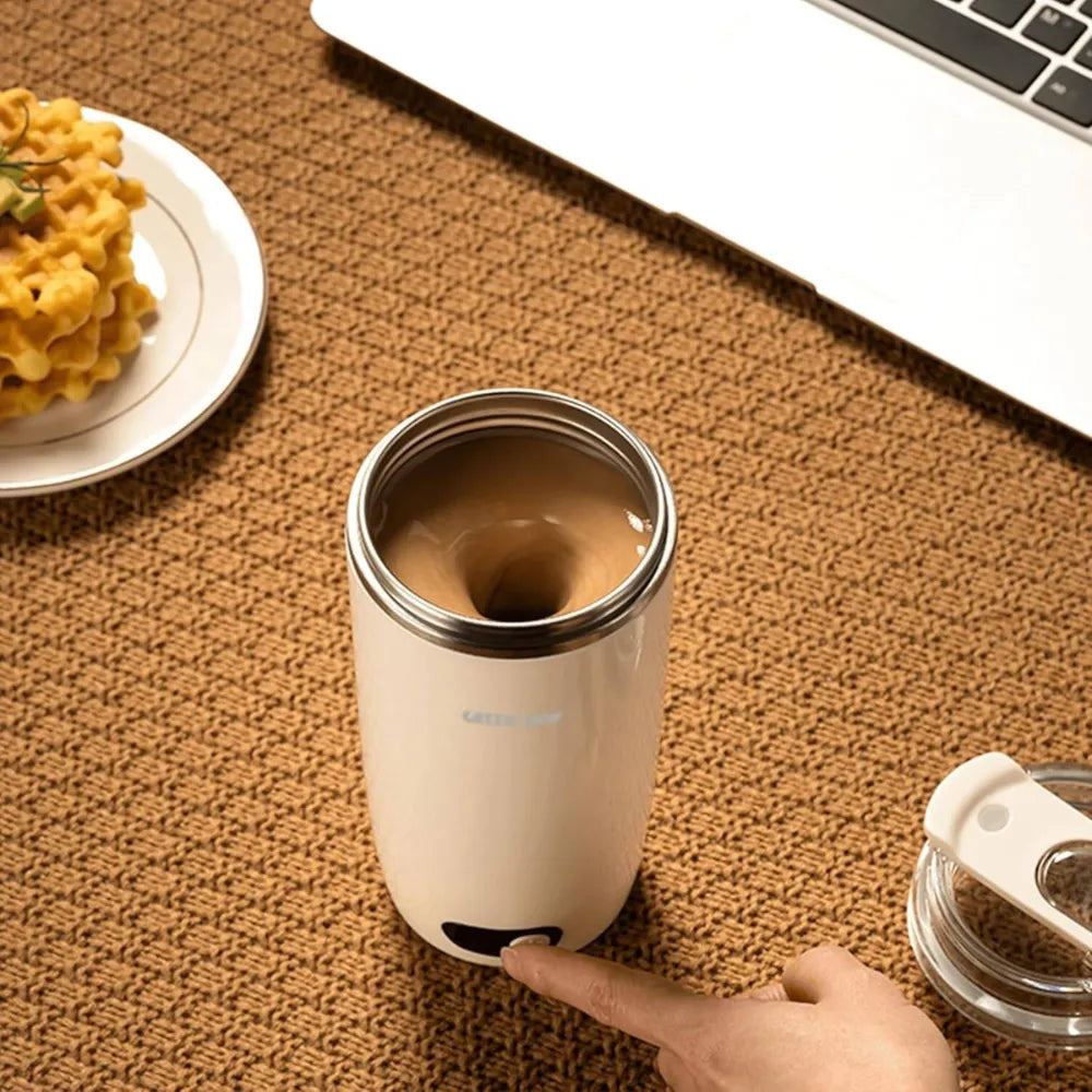 Green Lion Self-Stirring Coffee Mug – 350mL, Magnetic High-Speed Mixing, Built-In Warmer, Digital Display, Auto 30s Shut-Off, Rechargeable & Portable