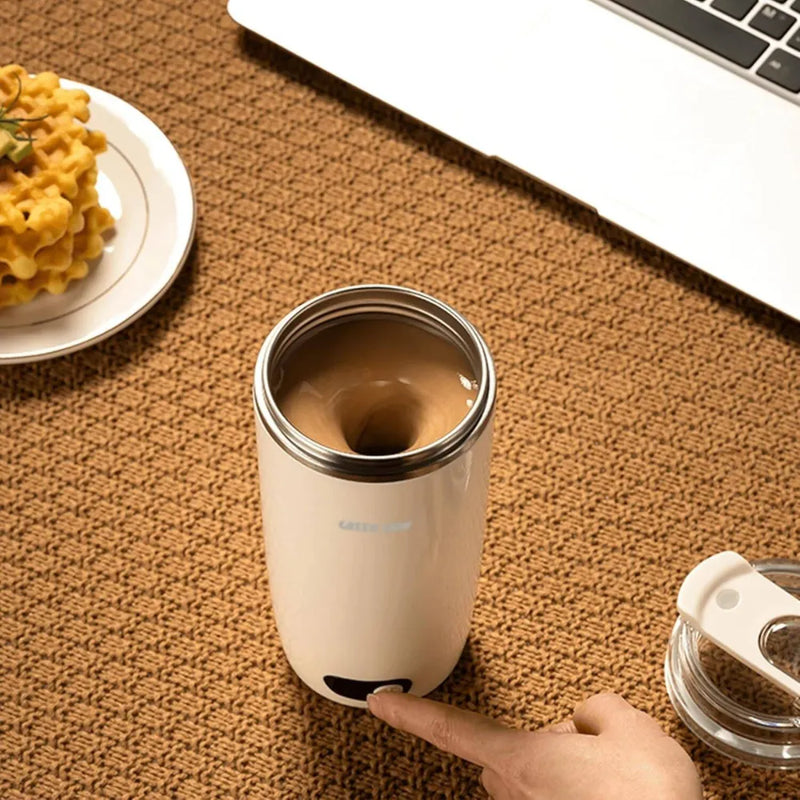 Green Lion Self-Stirring Coffee Mug – 350mL, Magnetic High-Speed Mixing, Built-In Warmer, Digital Display, Auto 30s Shut-Off, Rechargeable & Portable