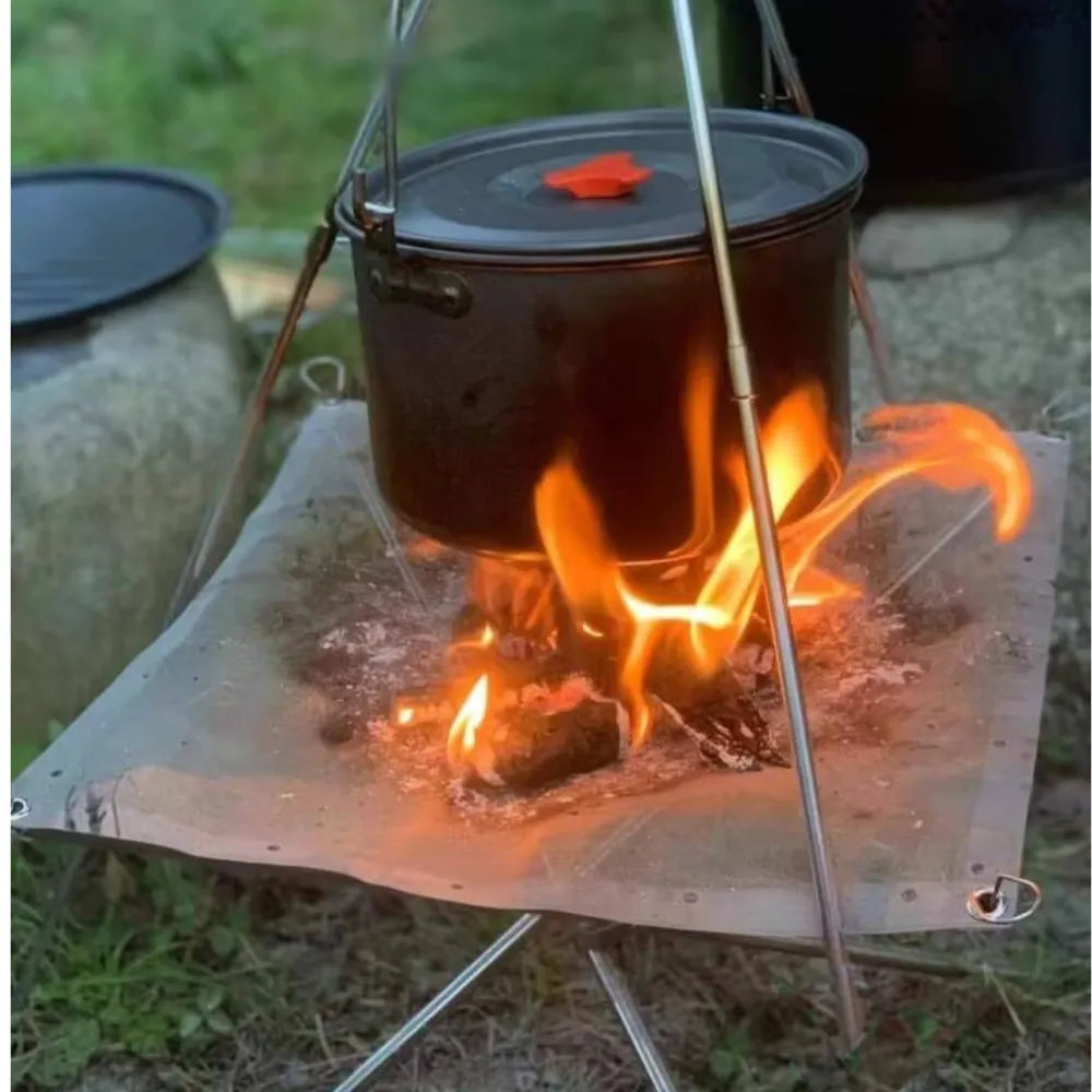 Green Lion Portable Bonfire Stand – Stainless Steel Mesh, Heavy Load Support, Tool-Free Setup, Outdoor Fire Pit Stand