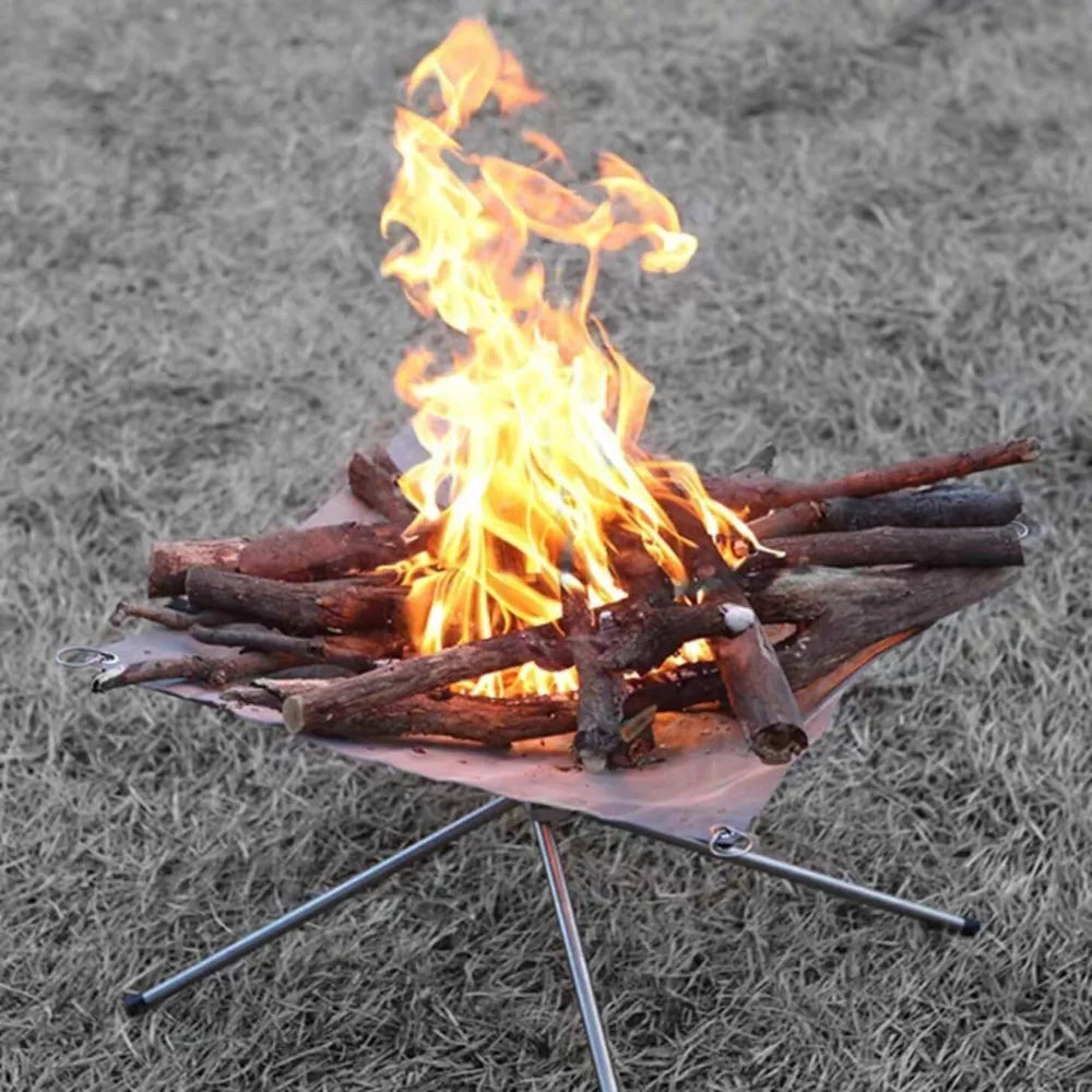 Green Lion Portable Bonfire Stand – Stainless Steel Mesh, Heavy Load Support, Tool-Free Setup, Outdoor Fire Pit Stand