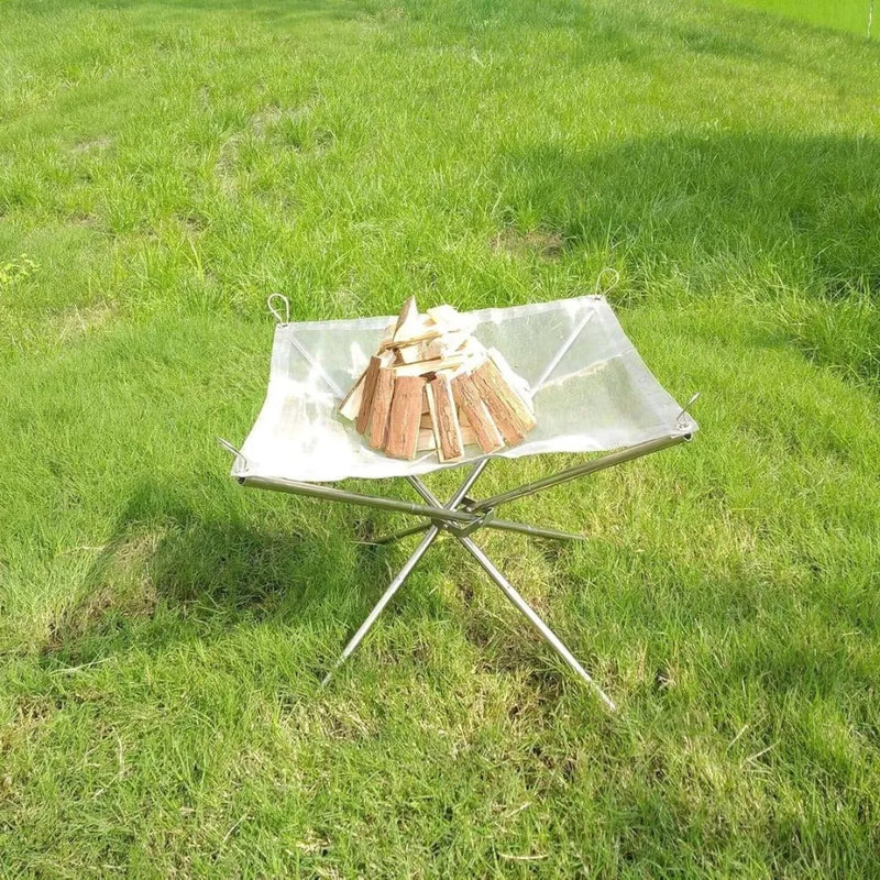 Green Lion Portable Bonfire Stand – Stainless Steel Mesh, Heavy Load Support, Tool-Free Setup, Outdoor Fire Pit Stand