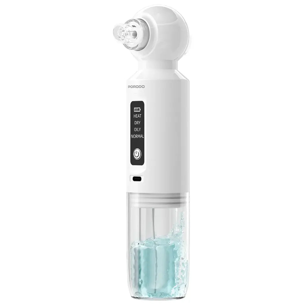 Porodo Lifestyle Deep Facial Blackhead Remover, Microbubble Water Spray, 3 Suction Levels, 6 Heat Settings, Rechargeable - White