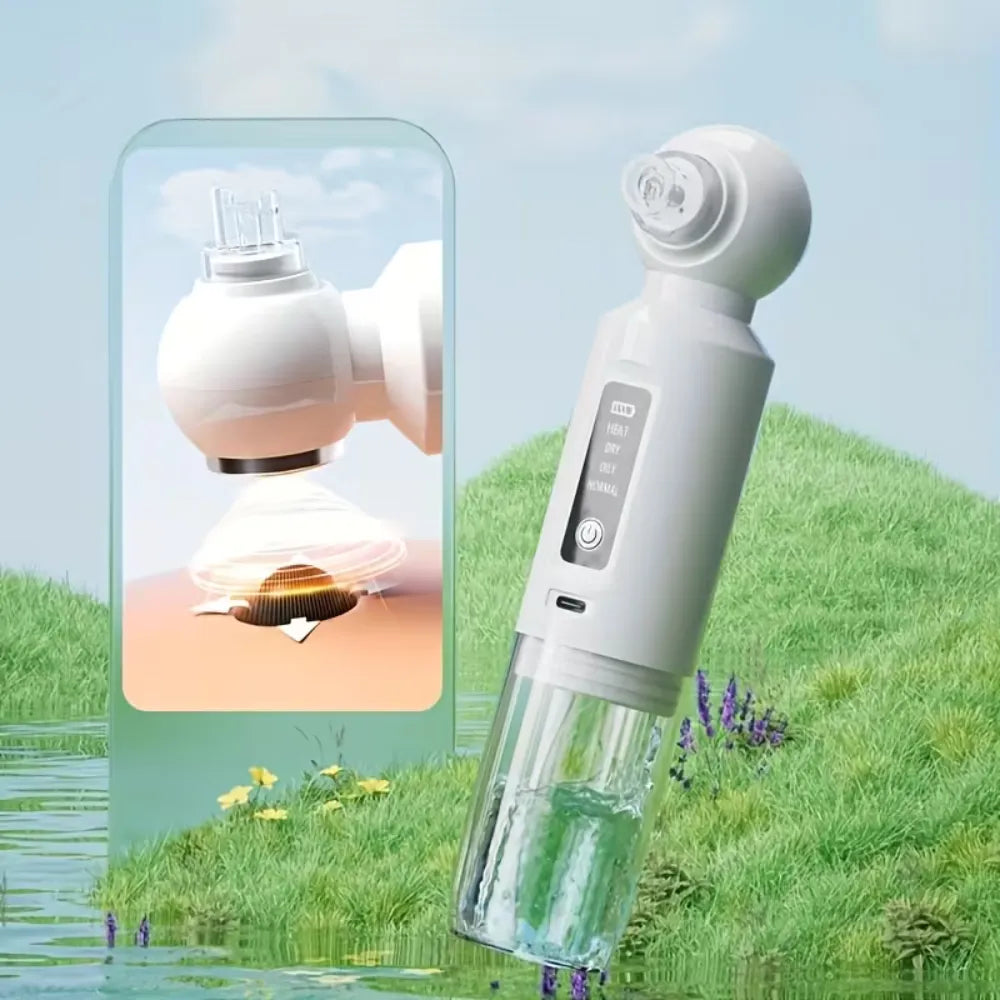 Porodo Lifestyle Deep Facial Blackhead Remover, Microbubble Water Spray, 3 Suction Levels, 6 Heat Settings, Rechargeable - White