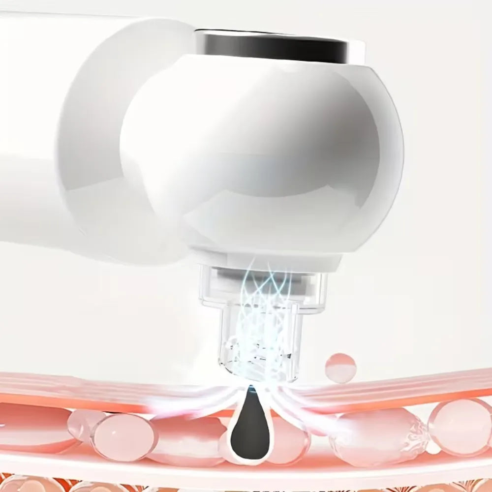 Porodo Lifestyle Deep Facial Blackhead Remover, Microbubble Water Spray, 3 Suction Levels, 6 Heat Settings, Rechargeable - White