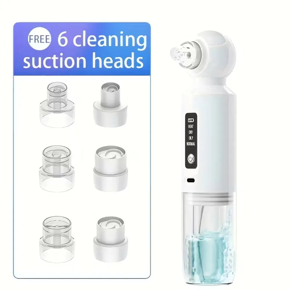Porodo Lifestyle Deep Facial Blackhead Remover, Microbubble Water Spray, 3 Suction Levels, 6 Heat Settings, Rechargeable - White