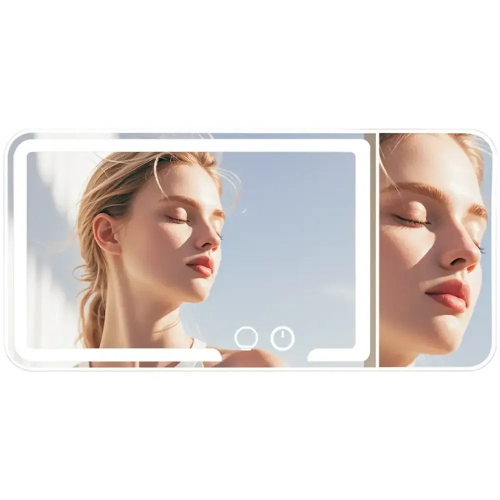 Porodo Lifestyle LED Lighted Car Makeup Mirror, Adjustable Brightness, 3 Lighting Modes, 600mAh Rechargeable Battery