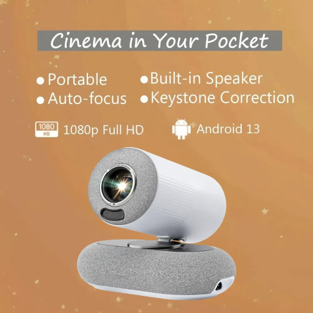 LUMACAST Smart 1080P Mini Projector – 230 ANSI Portable WiFi & Bluetooth 5.4 Home Theater Projectorc (Compatible with iOS/Android/HDMI/USB)